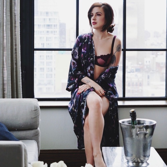 Samantha Chang silk purple rose robe kimono - Picture 3 of 8